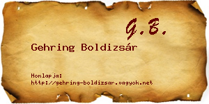 Gehring Boldizsár névjegykártya